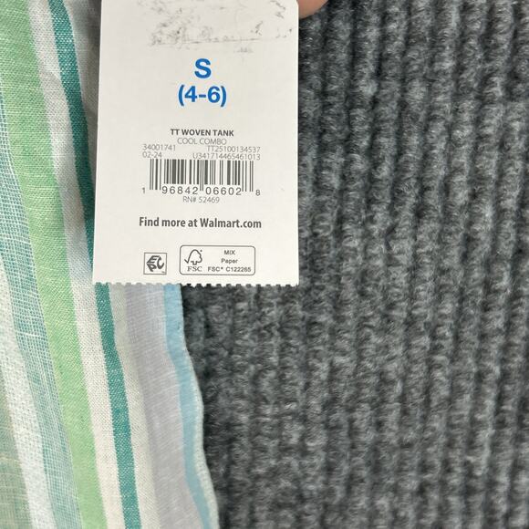 Time & True Womens Tank Top Size Small Multi Color Striped Linen Blend Boho - Picture 5 of 8